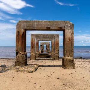 Decayed boat landing stage